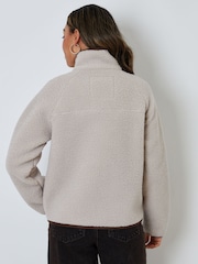 Threadbare Brown Zip Through Collared Borg Fleece - Image 5 of 5