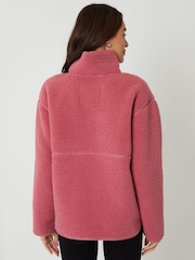 وردي - سترة فليس فرو صناعي بنصف سحاب من Threadbare - صورة 3 من 4