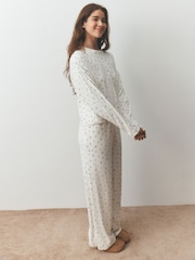 Cream Ditsy Floral Cosy Pointelle Long Sleeve Pyjamas - Image 2 of 6
