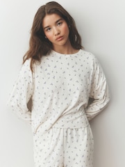 Cream Ditsy Floral Cosy Pointelle Long Sleeve Pyjamas - Image 3 of 6