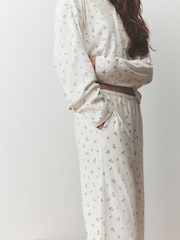 Cream Ditsy Floral Cosy Pointelle Long Sleeve Pyjamas - Image 5 of 6