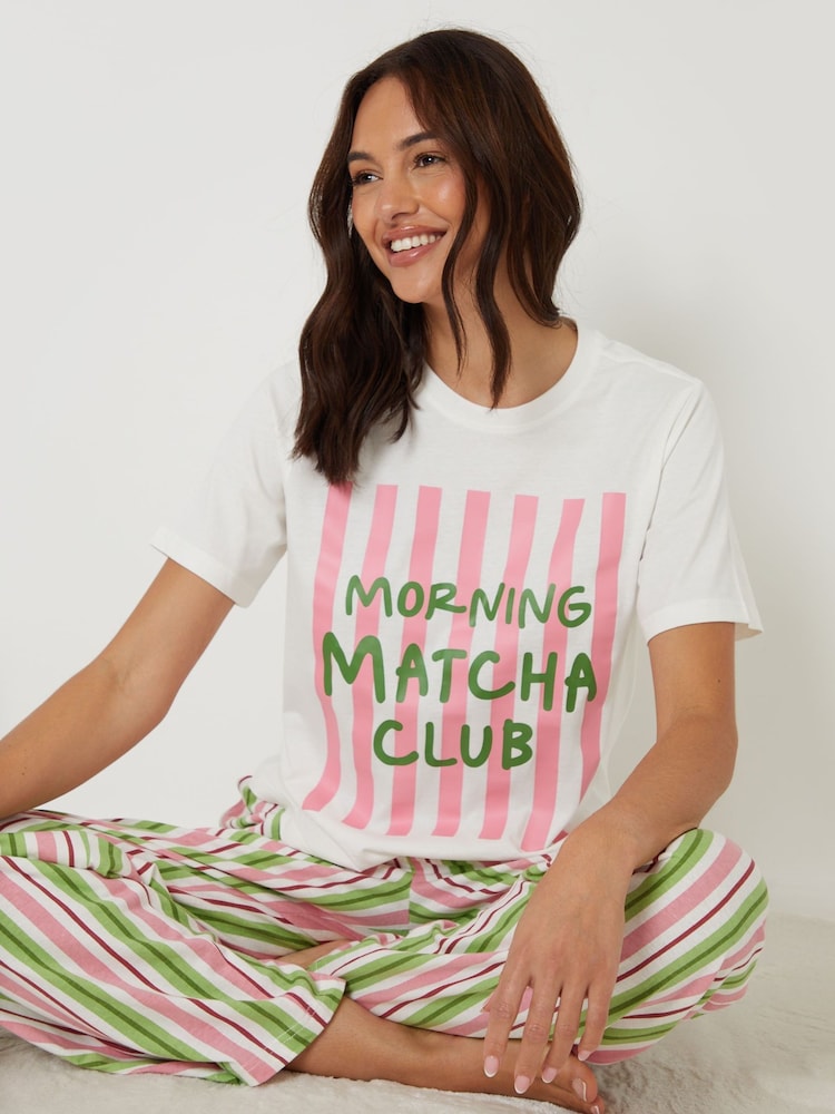 Threadbare Pink Graphic Print Short Sleeve Pyjamas Set - Image 1 of 5