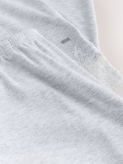 Light Grey Lace Detail Cosy Ribbed Long Sleeve Pyjamas - Image 10 of 10