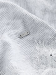 Light Grey Lace Detail Cosy Ribbed Long Sleeve Pyjamas - Image 9 of 10