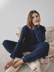 Marina de guerra - Pijama Henley de manga larga de Tela waffle. - Imagen 3 de 5