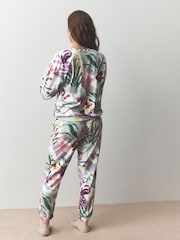 Purple/ Green Large Scale Floral Cosy Long Sleeve Pyjamas - Image 2 of 7