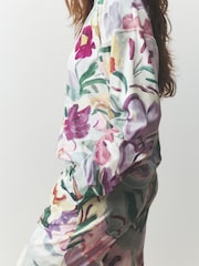 Purple/ Green Large Scale Floral Cosy Long Sleeve Pyjamas - Image 4 of 7