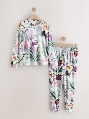 Purple/ Green Large Scale Floral Cosy Long Sleeve Pyjamas - Image 5 of 7