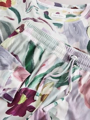 Purple/ Green Large Scale Floral Cosy Long Sleeve Pyjamas - Image 7 of 7