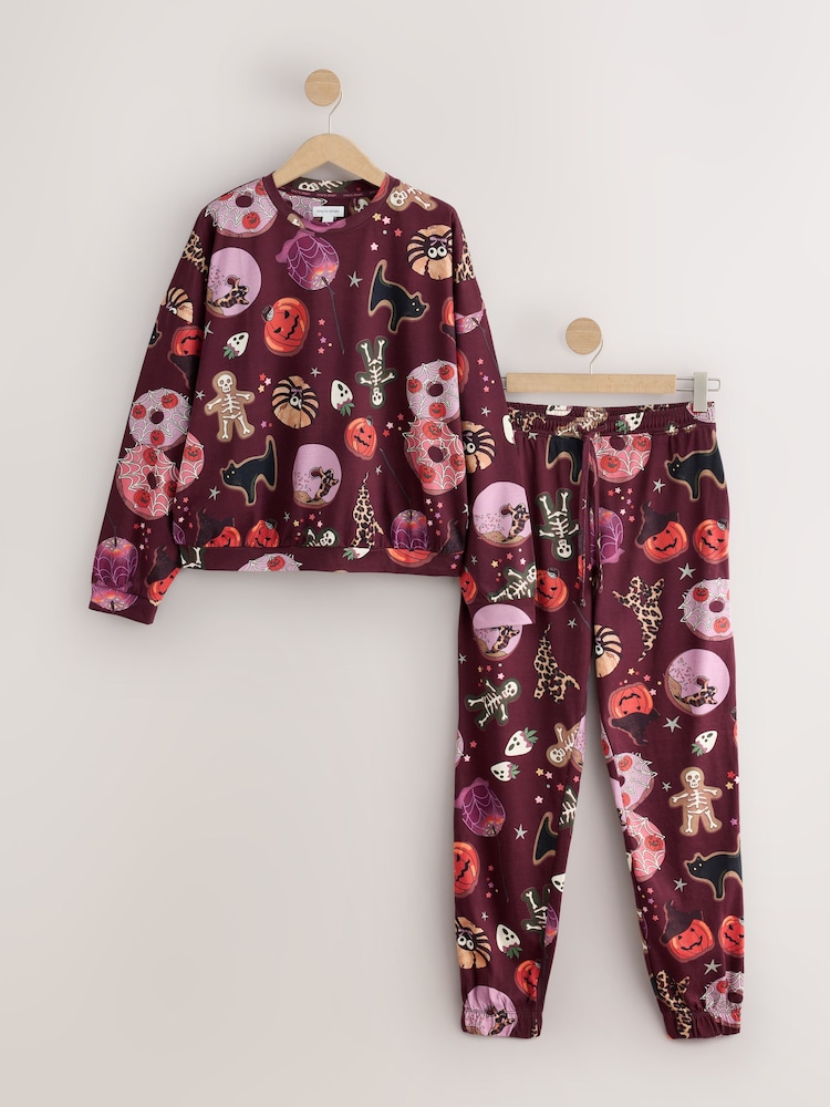 Burgundy Red Halloween Long Sleeve Pyjamas - Image 1 of 3