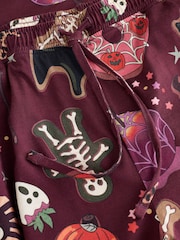 Burgundy Red Halloween Long Sleeve Pyjamas - Image 3 of 3