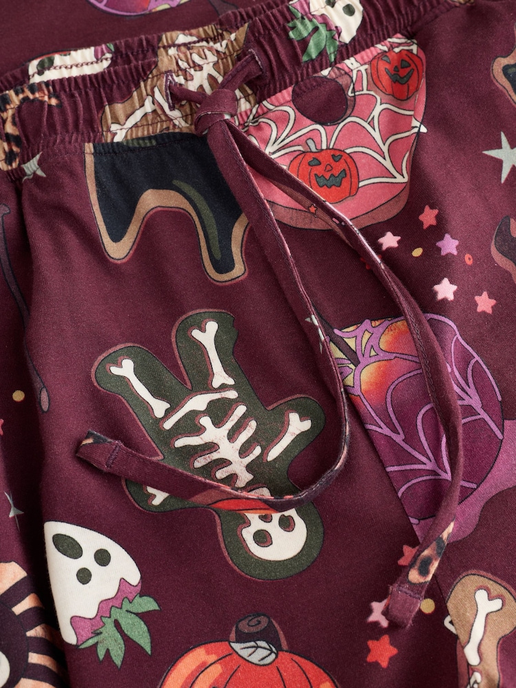 Burgundy Red Halloween Long Sleeve Pyjamas - Image 3 of 3