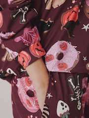 Burgundy Red Halloween Long Sleeve Pyjamas - Image 6 of 9