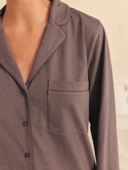 Mocha Brown Jersey Button Through Pyjamas - Image 5 of 10