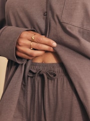 Mocha Brown Jersey Button Through Pyjamas - Image 7 of 10