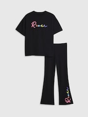 River Island Black T-Shirt & Kickflare Set - Image 3 of 5