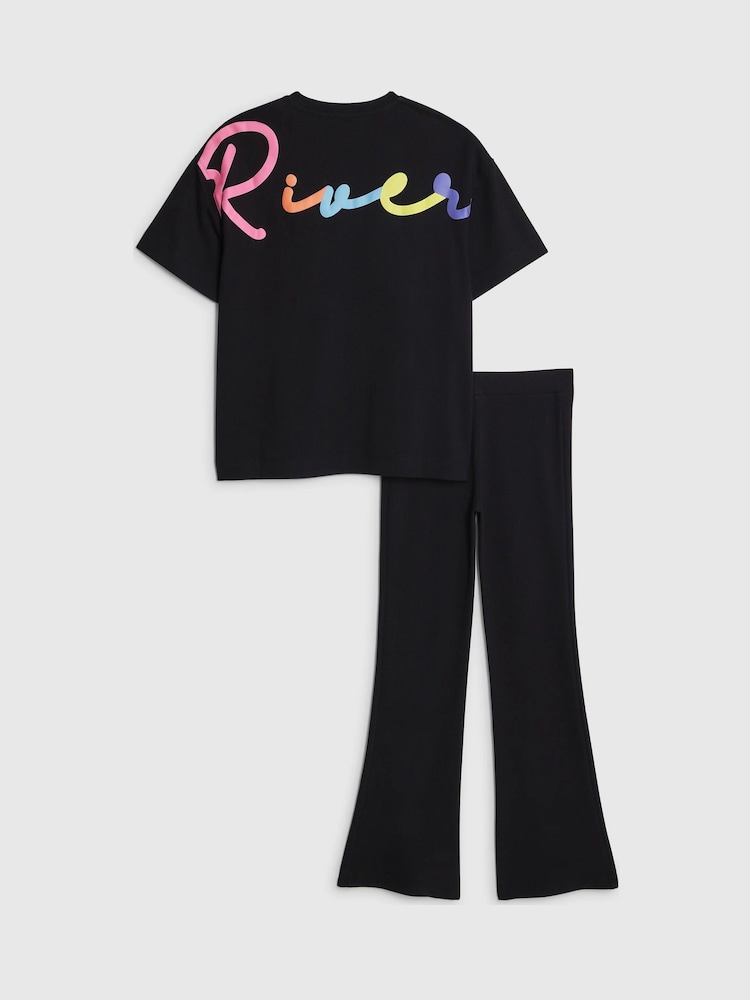 River Island Black T-Shirt & Kickflare Set - Image 5 of 5