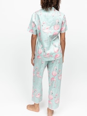 Cyberjammies Green Flamingo Print Short Sleeve Pyjamas Set - Image 2 of 4