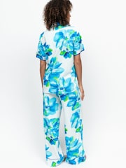 Cyberjammies Blue Floral Printed Jersey Short Sleve Pyjamas Set - Image 3 of 4
