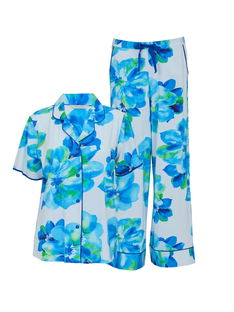 Cyberjammies Blue Floral Printed Jersey Short Sleve Pyjamas Set - Image 4 of 4 Cyberjammies Blue Floral Printed Jersey Short Sleve Pyjamas Set - Image 4 of 4