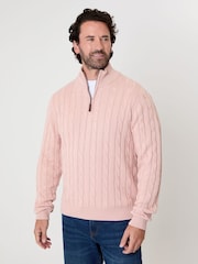 Saltwell Pink Cable Knit Quarter Zip Jumper - Image 1 of 4