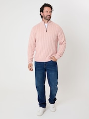 Saltwell Pink Cable Knit Quarter Zip Jumper - Image 3 of 4