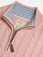 Saltwell Pink Cable Knit Quarter Zip Jumper - Image 5 of 6
