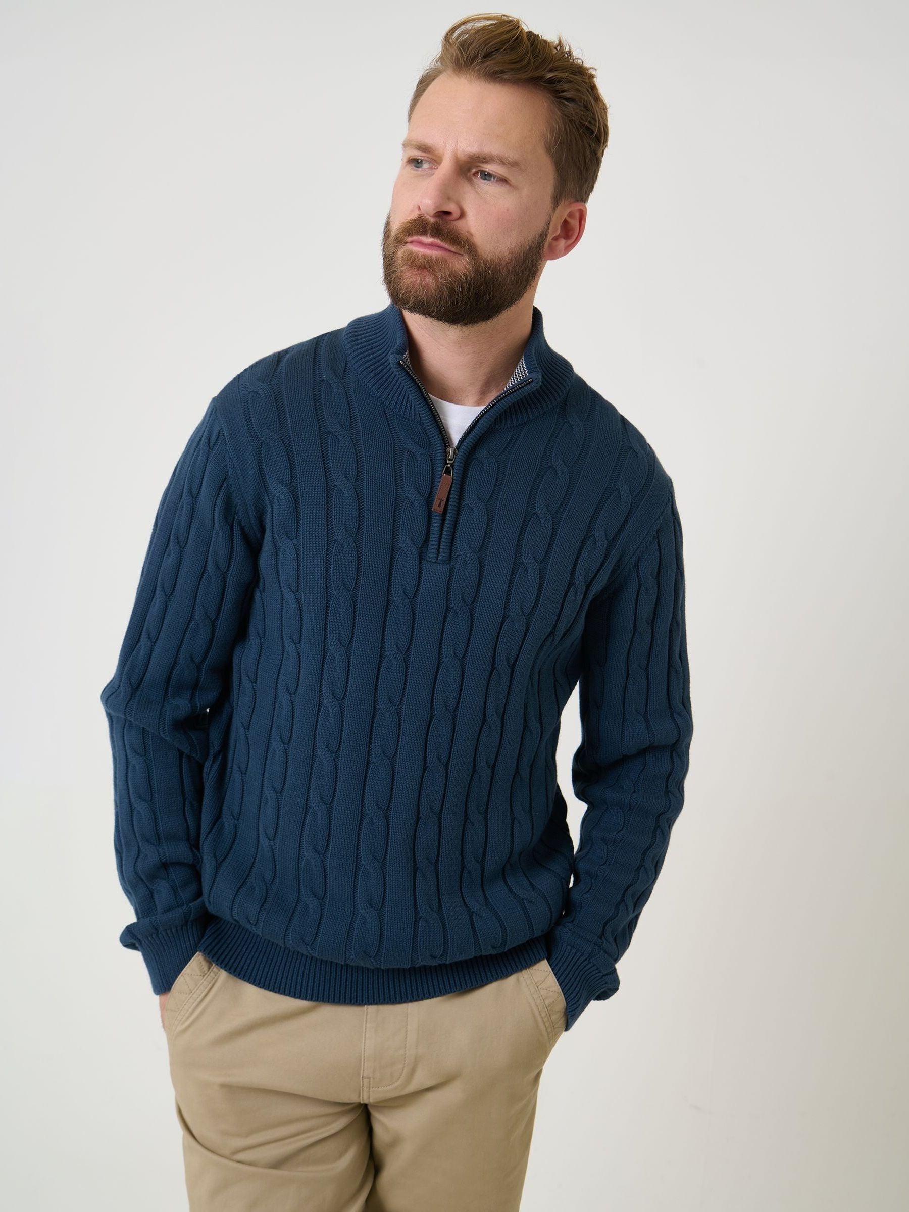 Buy Saltwell Blue Cable Knit Quarter Zip Jumper from Next USA