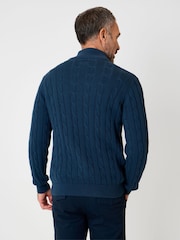Saltwell Blue Cable Knit Quarter Zip Jumper - Image 2 of 7