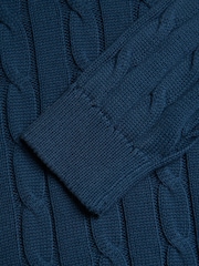 Saltwell Blue Cable Knit Quarter Zip Jumper - Image 6 of 7