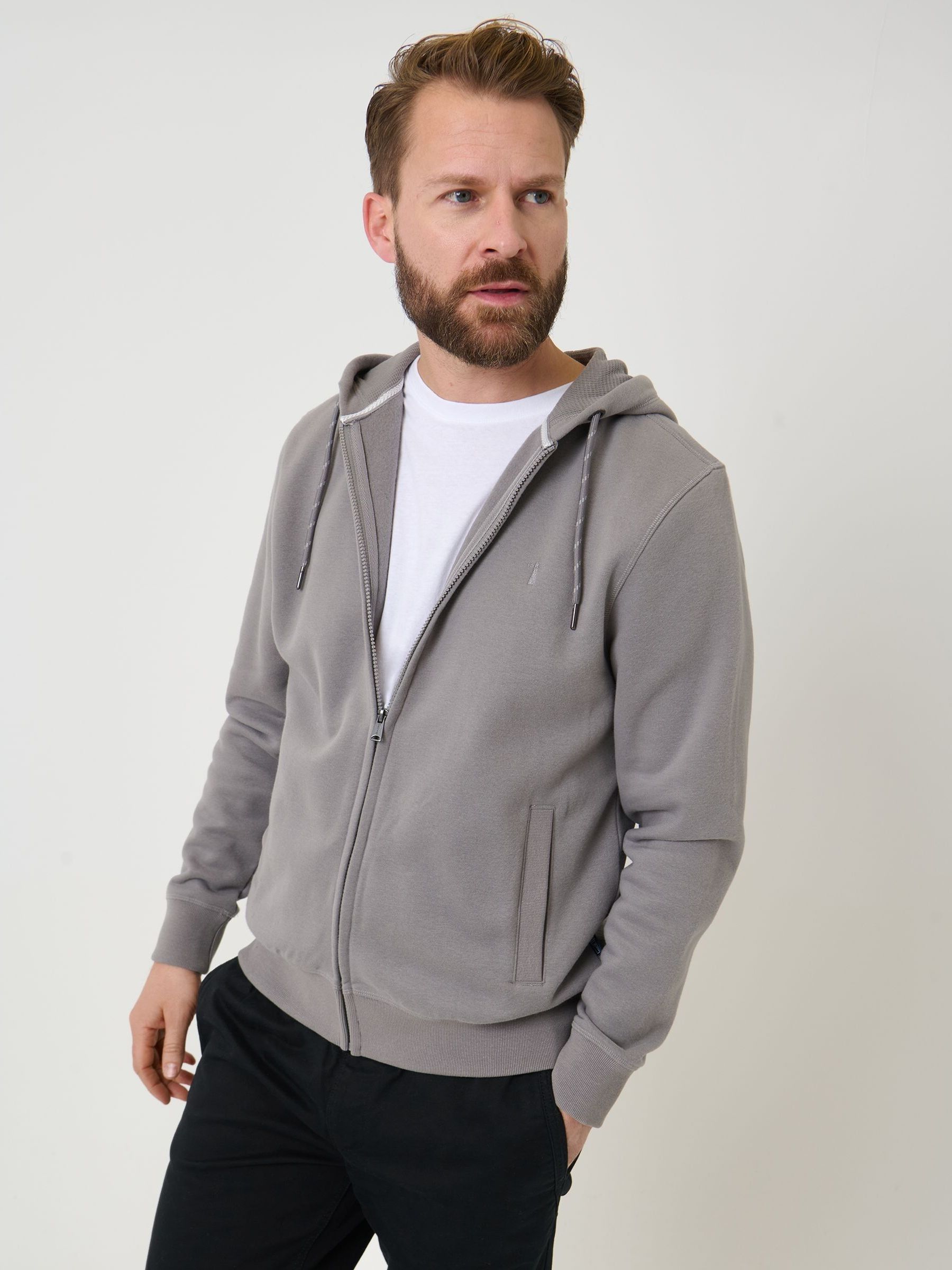 Buy Saltwell Grey Zip Through Hoodie from Next Oman
