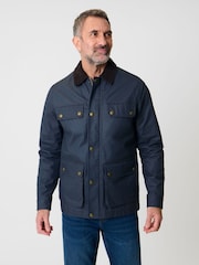 Saltwell Blue Cord Collar Wax Jacket - Image 1 of 6