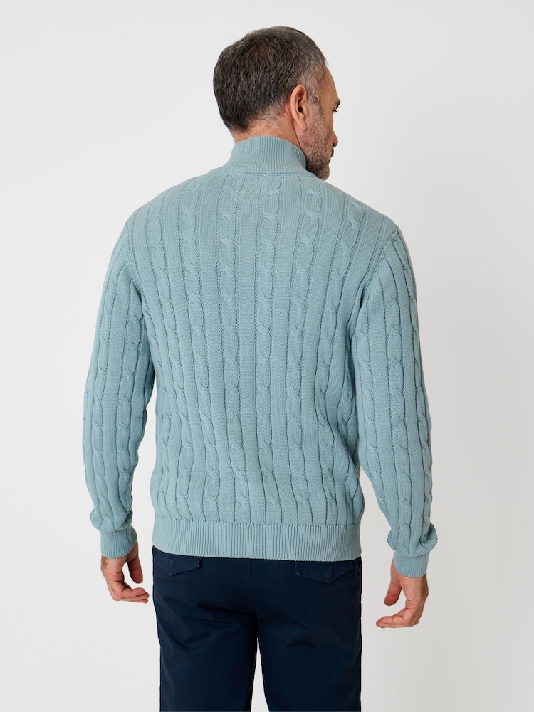 Saltwell Green Cable Knit Quarter Zip Jumper - Image 2 of 4
