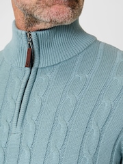 Saltwell Green Cable Knit Quarter Zip Jumper - Image 3 of 4