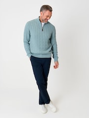 Saltwell Green Cable Knit Quarter Zip Jumper - Image 4 of 4