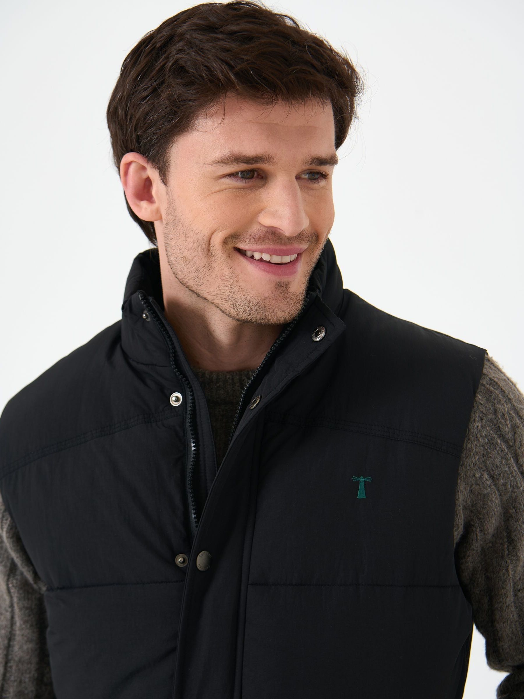 Buy Saltwell Black Stitch Detail Quilted Gilet from the Next UK online shop