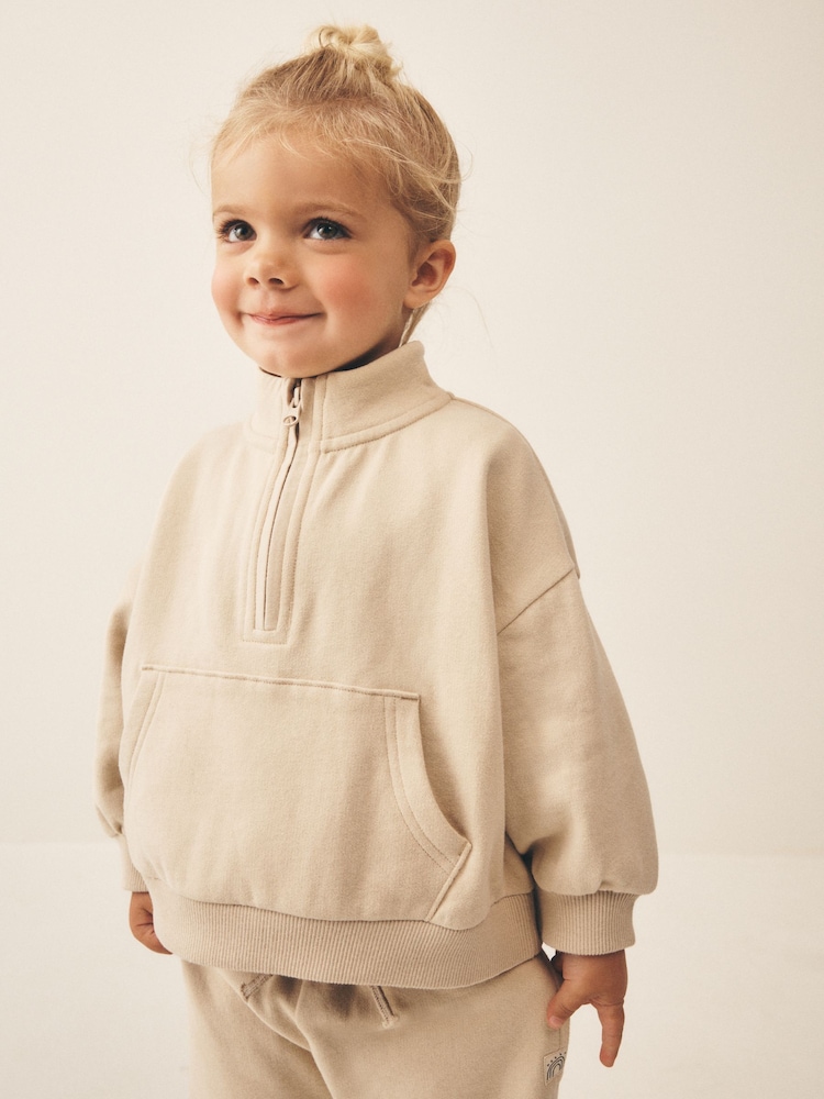 Stone - Sweatshirt med kvart lynlås (3måneder-7år) - Billede 1 af 8