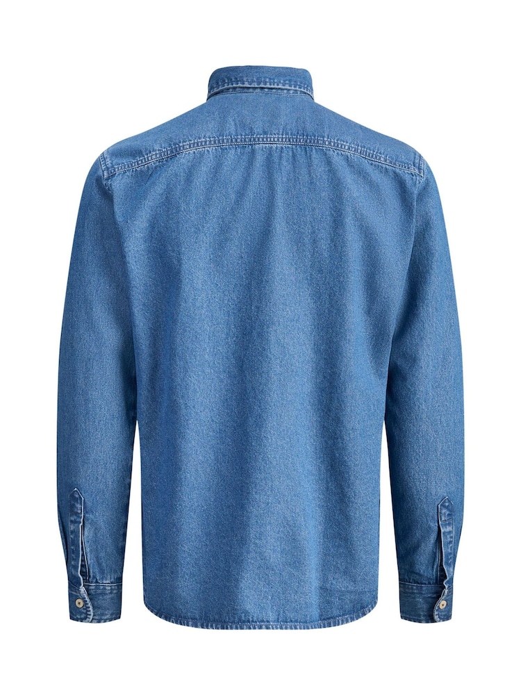 JACK & JONES Blue Stanley Denim Long Sleeve Shirt - Image 2 of 4 JACK & JONES Blue Stanley Denim Long Sleeve Shirt - Image 2 of 4
