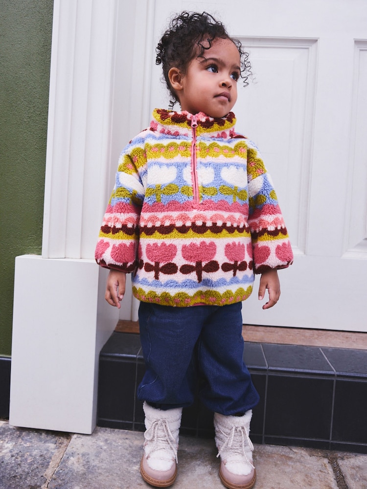Pink/Blue Flowers Half Zip Fleece (3mths-7yrs) - Image 1 of 9 Pink/Blue Flowers Half Zip Fleece (3mths-7yrs) - Image 1 of 9