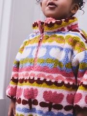 Pink/Blue Flowers Half Zip Fleece (3mths-7yrs) - Image 2 of 9