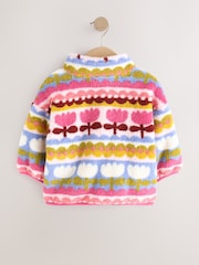 Pink/Blue Flowers Half Zip Fleece (3mths-7yrs) - Image 5 of 9