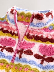 Pink/Blue Flowers Half Zip Fleece (3mths-7yrs) - Image 6 of 9
