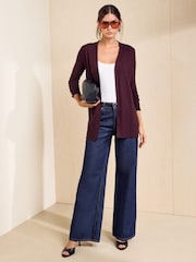 Friends Like These Aubergine Purple Longline Cardigan - Image 2 of 5