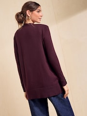 Friends Like These Aubergine Purple Longline Cardigan - Image 5 of 5