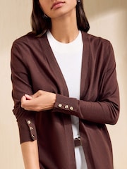 Friends Like These Espresso Brown Longline Cardigan - Image 2 of 5