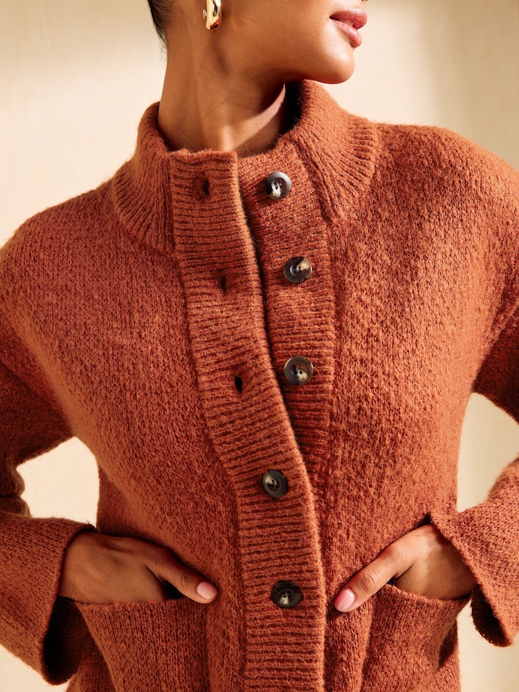 Friends Like These Burnt Orange Knitted Bomber Cardigan - Image 1 of 5