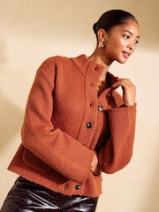Friends Like These Burnt Orange Knitted Bomber Cardigan - Image 4 of 5