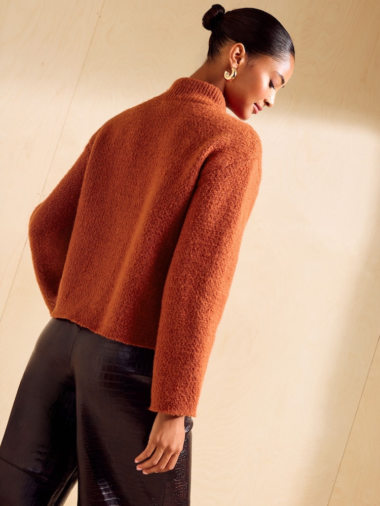 Friends Like These Burnt Orange Knitted Bomber Cardigan - Image 5 of 5