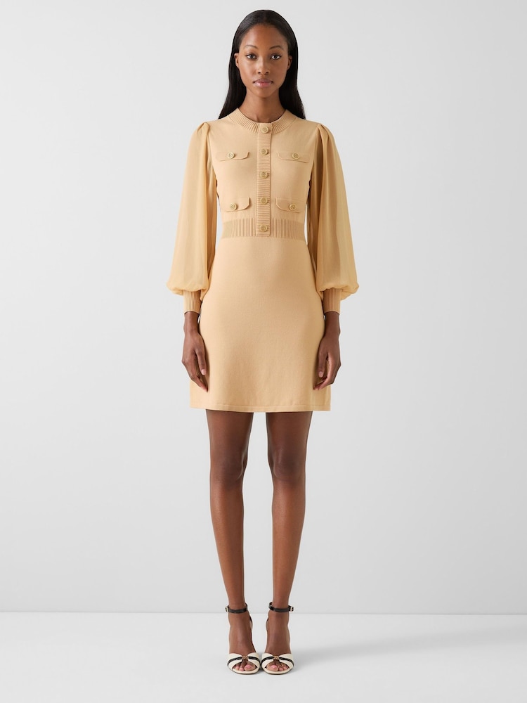 LK Bennett Brown Carlotta Knitted Dress - Image 1 of 3