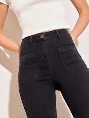 Friends Like These Black High Waist Pocket Flare Jeans - Image 2 of 5